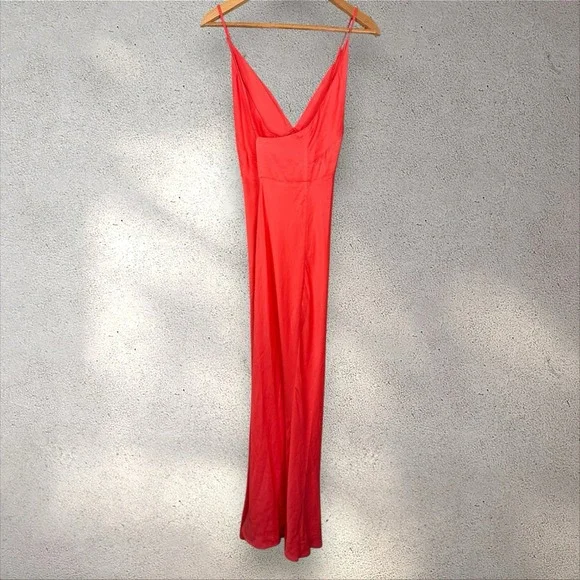 ANTHROPOLOGIE Plunge V-Neck Satin Maxi Slip Dress‎ Sz XL - Picture 6 of 7